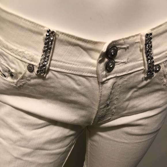 Miss Me Oyster White Camo Capri Jeans with Bling! - Picture 4 of 8